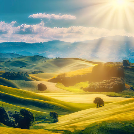 Sunny landscapes in the Molise countryside in southern Italy.の素材