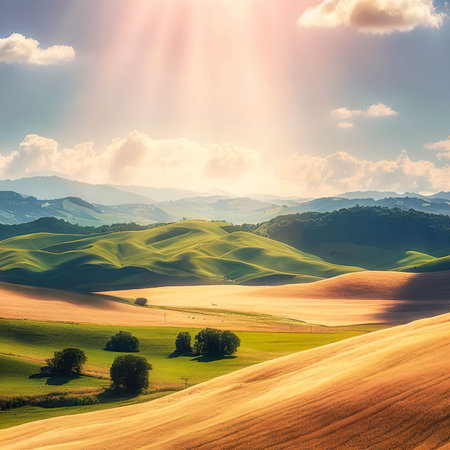 Sunny landscapes in the Molise countryside in southern Italy.の素材