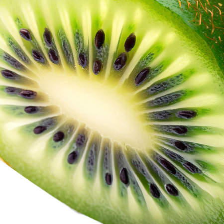 Close up shot of sliced kiwi that isolated on white backgroundの素材