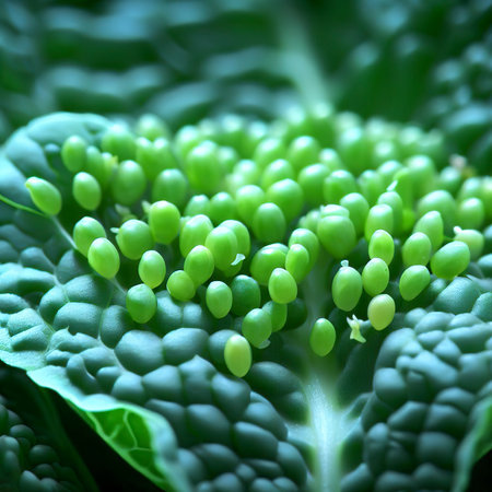 Plantlets on leaves of Chinese kaleの素材