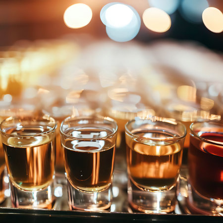 Raw of shot drinks on holiday partyの素材