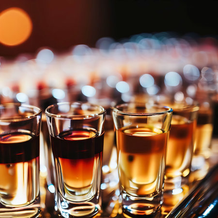 Raw of shot drinks on holiday partyの素材