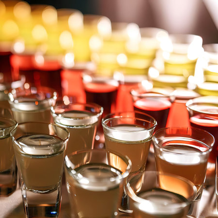 Raw of shot drinks on holiday partyの素材