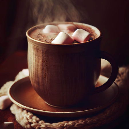 cup of hot chocolate with marshmallowsの素材