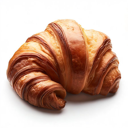 Fresh chocolate croissant isolated on white backgroundの素材