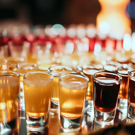Raw of shot drinks on holiday partyの素材