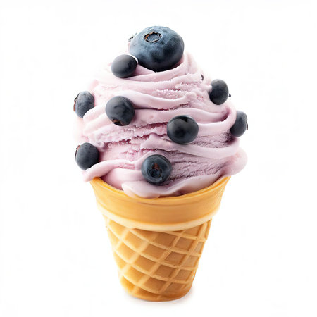 Blueberry ice cream isolated on white backgroundの素材