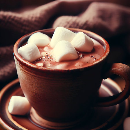 cup of hot chocolate with marshmallowsの素材