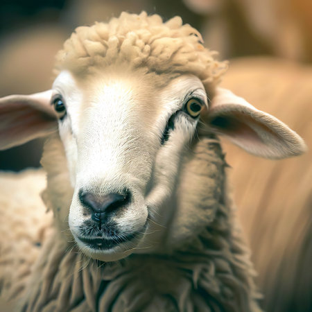 A Farm Mammal Animal Sheep Looking Closer Shot Photoの素材