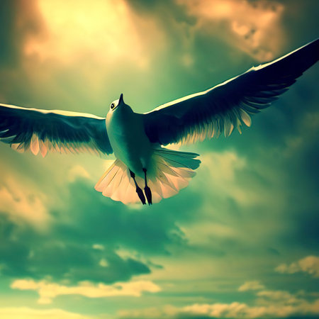 Animal Bird Seagull Flying on Sky Photoの素材