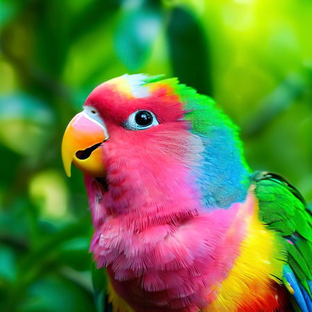 Colorful Sweet Parrot in Green Natureの素材