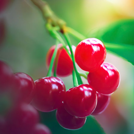 cherry berry fruit nature backgroundの素材