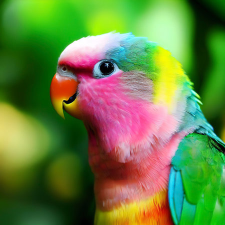 Colorful Sweet Parrot in Green Natureの素材
