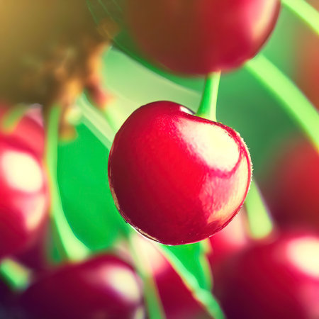cherry berry fruit nature backgroundの素材