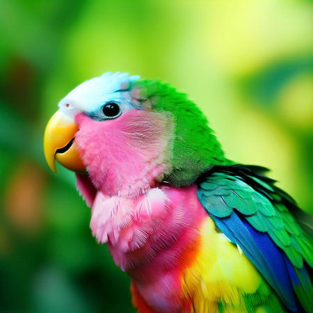 Colorful Sweet Parrot in Green Natureの素材