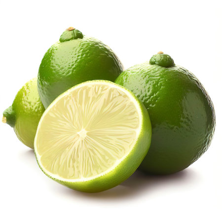 limes isolated on white backgroundの素材