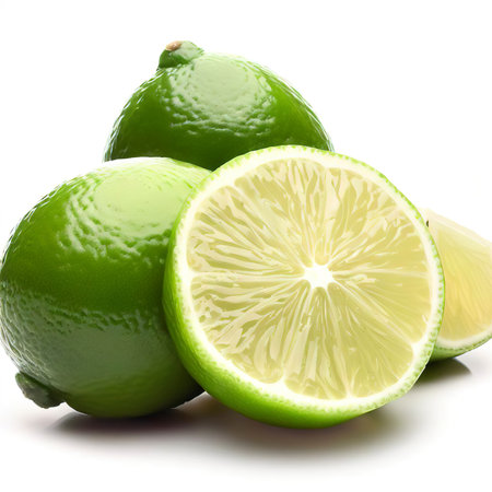 limes isolated on white backgroundの素材