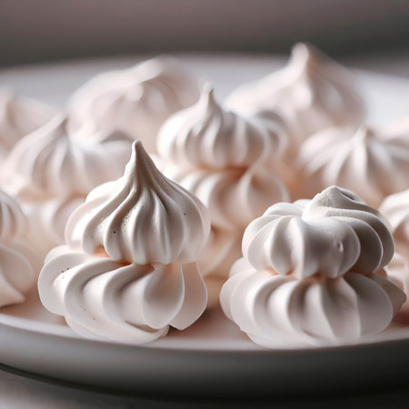 Meringue cookies in white plateの素材