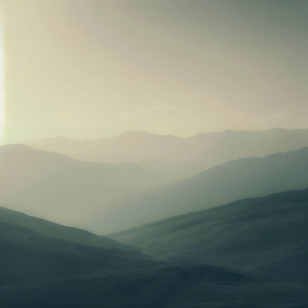 mountain landscape in the pale light of the sunの素材