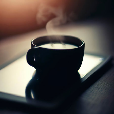 Tablet and hot coffeeの素材
