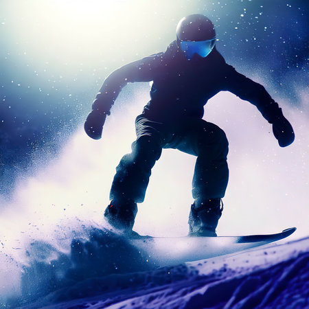 Skiing. Snowboarding. Extreme winter sportsの素材
