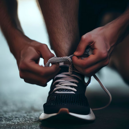 Tying sports shoesの素材