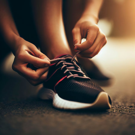 Tying sports shoesの素材