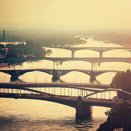 Bridges on Danube River in Viennaの素材