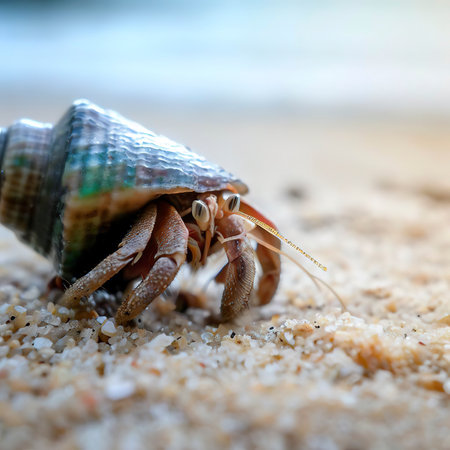 Life hermit crab on the beachの素材