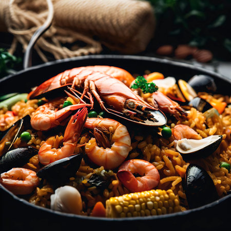 Gourmet paella with seafood fresh and healthyの素材