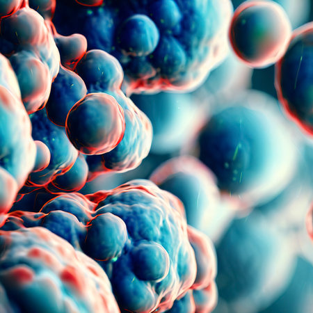 Abstract molecular structure of cancer cells magnifiedの素材