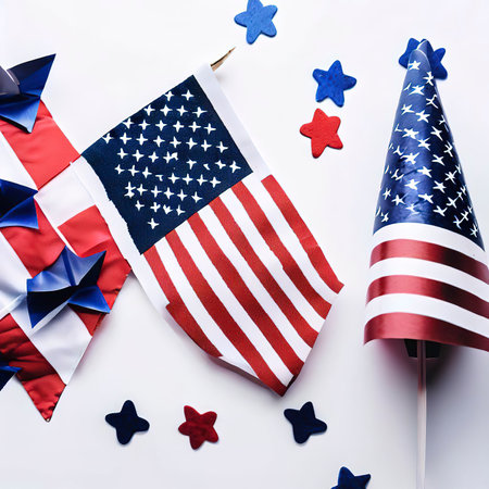 4th of July or memorial day on white backgroundの素材