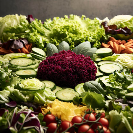 Fresh mixed vegetables background. Healthy food concept. Selective focus.の素材