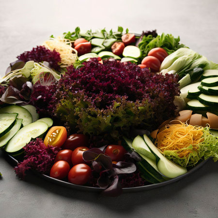 Fresh vegetables and herbs on a white background. Healthy food concept.の素材