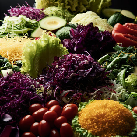 Front view fresh salads arrangementの素材