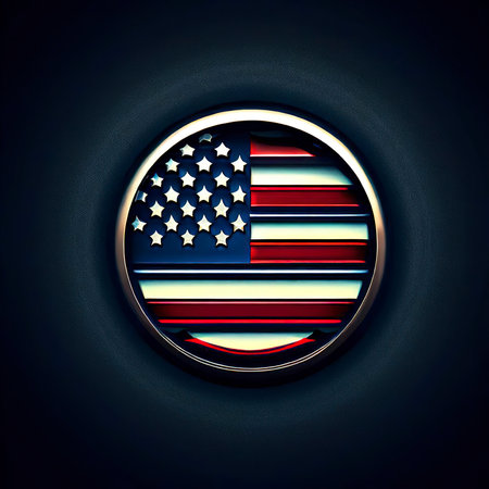 symbol or icon of flag of the USA dark backgroundの素材