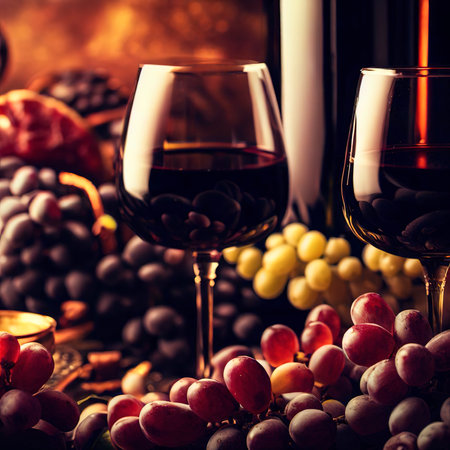 Wine and grapes themed backgroundの素材