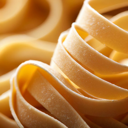 Close up of a raw dry italian pasta fettuccineの素材