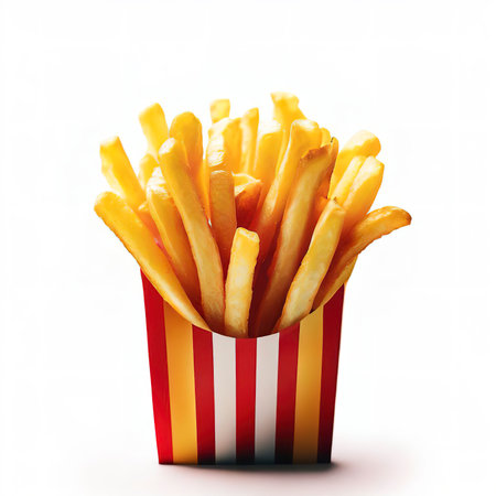 French fry cinematic food on white backgroundの素材