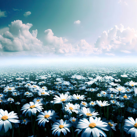 Daisy field landscape for wallpapersの素材
