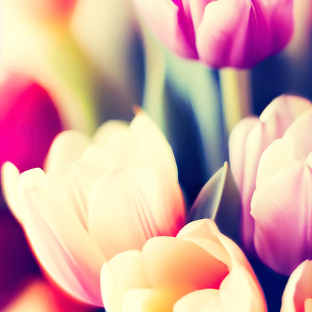Flowers, spring holidays and home decor concept - bouquet of beautiful tulips, floral backgroundの素材