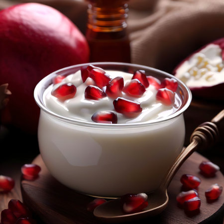 yogurt with pomegranate and oilの素材