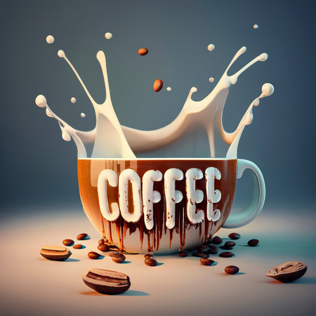 Text Coffee in splashing coffee letterの素材