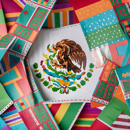 Hispanic heritage month background with mexican paper flagsの素材