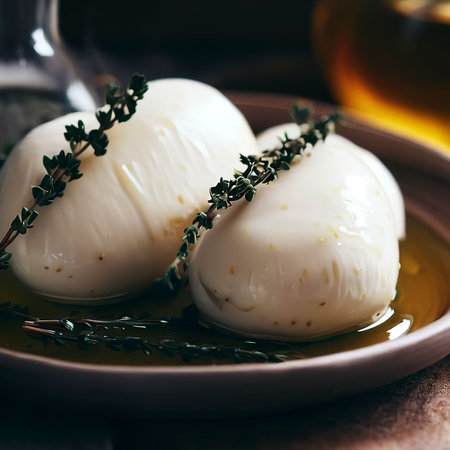 In olive oil marinated mozzarella with thymeの素材