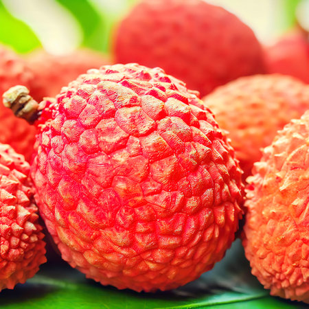 Ripe healthy asian lychee fruitの素材