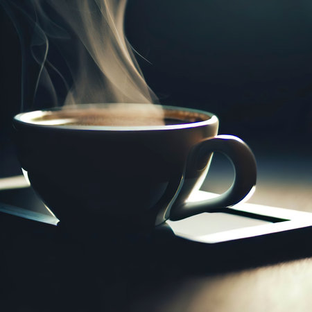 Tablet and hot coffeeの素材