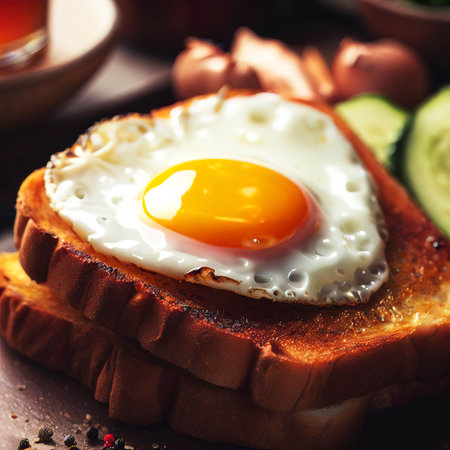 Tasty toast with fried eggの素材