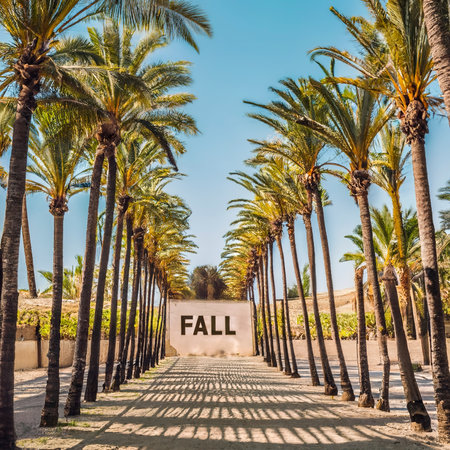 Palm alley on tropical egyptian beachの素材