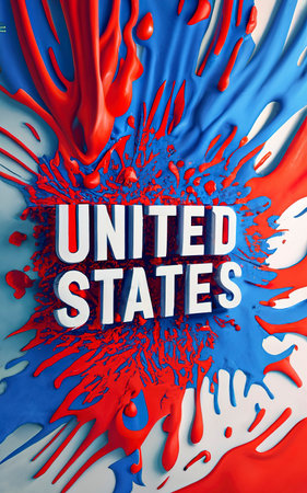 Text United State splashed with red white and blue paint all overの素材